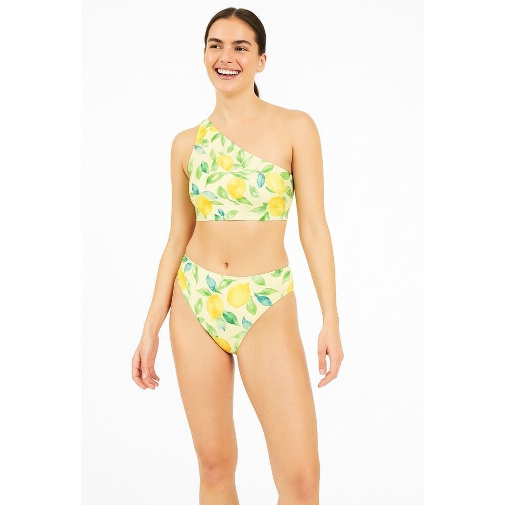SUMMERSALT Sidestroke Bikini and High Leg High Rise Bottom Limoncello Size 4